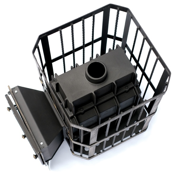 Печь-каменка  чугунная СИБИРЬ 32 СЕТКА кованная чугунная дверца ДК-2С со стеклом (20 - 32 м.куб)