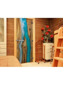 Дверь стеклянная ФОТОПЕЧАТЬ СЛЭБ-05 800 х 2000 мм 3 петли,стекло 8 мм,кор ОЛЬХА,ручка-дер,магнит DW