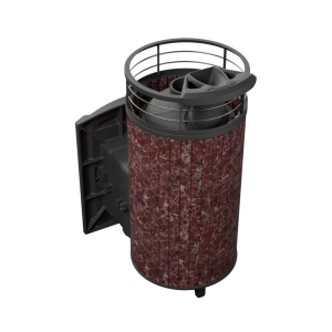 Печь-каменка чугунная АТМОСФЕРА XL дверца со стеклом в ламелях РОССО ЛЕВАНТО NEW  (18-26 м.куб)