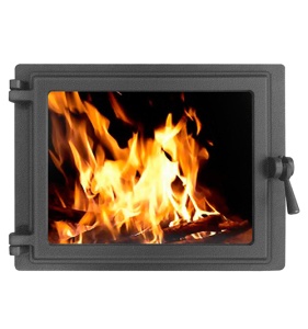 Дверца чугунная ЭТНА ПАНОРАМА  (посадочный размер 350 х 450 мм) ЛЕВАЯ (петли слева)