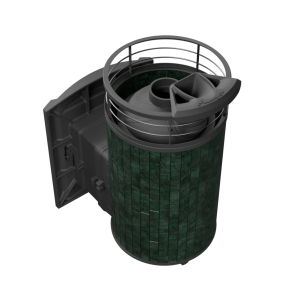 Печь-каменка чугунная АТМОСФЕРА L дверца со стеклом в ламелях ВЕРДЕ ГВАТЕМАЛА NEW (12-20 м.куб)