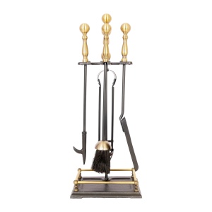 Каминный набор 15160 АK ЧЕРНЫЙ с БРОНЗОЙ 4 предмета
