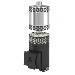 Печь-каменка ЧЁРНАЯ ПЧЁЛКА с  баком (6 - 14 м.куб)