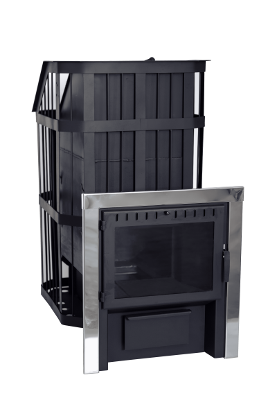 Печь-каменка СИБИРЬ с закрытой каменкой дверца ПАНОРАМА (10 - 20 м.куб)