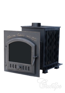Печь-каменка СИБИРЬ-40 дверца ПАНОРАМА (700 х 700 мм)  под Т/О (левый)